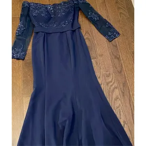 Hebeos Women's Formal Dress Mermaid Lace Bridesmaid Gown Navy Blue Size 8-10 thumbnail 8