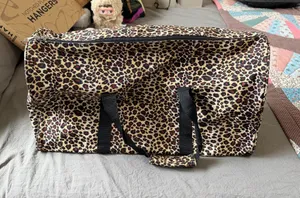 Leopard Print Travel Tote Bag - Black & Tan thumbnail 1