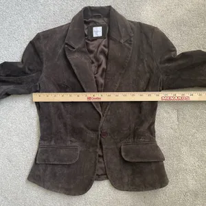 New Look Vintage y2k 2000's 100% Leather Button Up Jacket Blazer Brown Size US 4 thumbnail 11