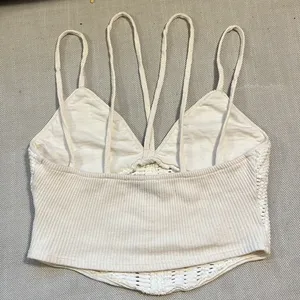 Zara Cream Crochet Knit Crop Cami Top Sz S thumbnail 3