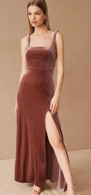 NWT Jenny Yoo Collection Mara Velvet‎ Maxi Gown Women's 6 Orange Formal thumbnail 1