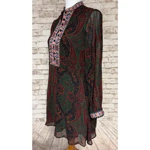 ZARA BURGUNDY JACQUARD RIBBON DRESS BURGUNDY | 6895/276 XS Preist‎ Collar thumbnail 5