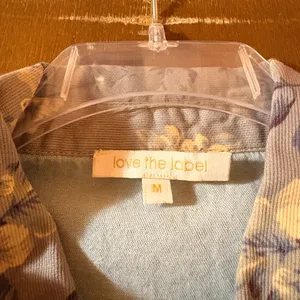 Love the Label Anthropologie Floral Chambray Belted Mini Dress thumbnail 3