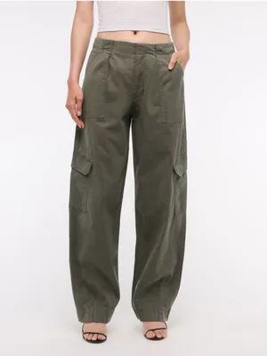 Abercrombie & Fitch Cargo Pants Barrel Leg Olive Green Elevated Casual Size 25/0 thumbnail 2