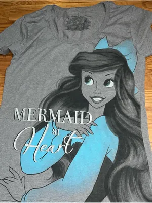 Disney Ariel Gray Graphic Tee with Black Print thumbnail 5