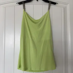 RARE Y2K Lime Green Chain Strap Top ✨ Fairycore McBling Cowl Neck Cami S thumbnail 2
