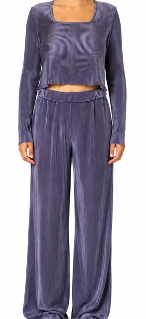 No Boundaries purple ribbed velvet set thumbnail 1