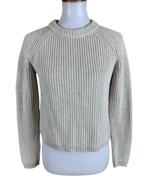 Quince Organic Cotton Ribbed Knit Sweater Cream Long‎ Sleeve XS thumbnail 1