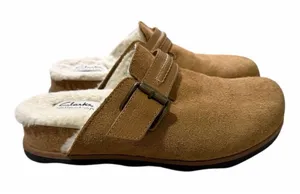 Clarks‎ Brynn Slide Tan Suede/Faux Lining Slide Clog Shoes Women's Size 6.5M thumbnail 1