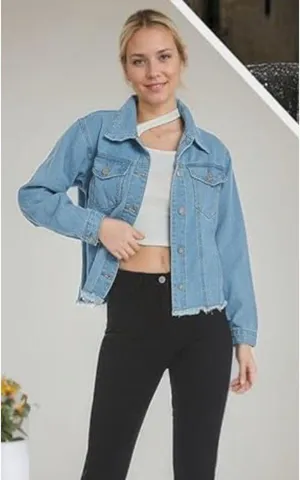Amazon Medium wash denim jean jacket thumbnail 1