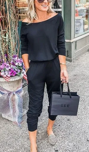 Pretty Garden black cotton long sleeve Jumpsuit size small New With Tags thumbnail 2