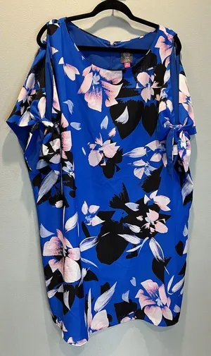 Vince Camuto Blue Floral Shift Dress Sz 16W $148 Value‎ thumbnail 1