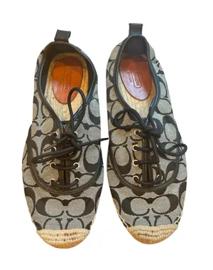 Coach Espadrille Flats Signature Print Black Size 9 thumbnail 1