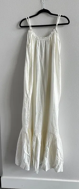 Elan White Gauze Cotton Maxi Dress Size Large NEW thumbnail 1