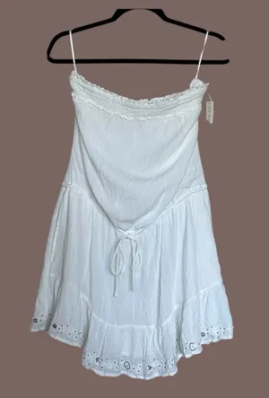 Hollister Gauze Strapless Embroidered Mini Summer Dress L NWT Coastal Cowgirl thumbnail 1