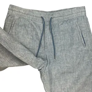 Athleta Womens Blue 100% Linen Jogger Pants Drawstring Elastic Waist Casual 12‎ thumbnail 4
