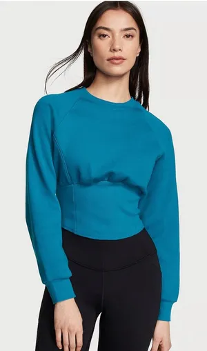 Women's Victoria's Secret Soft Fleece Round Neck‎ Sweatshirt Teal Size XL thumbnail 1