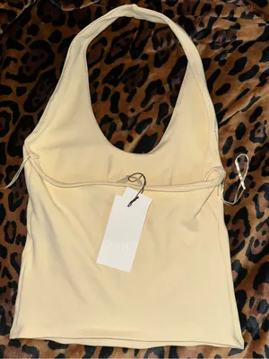 NWT Zara Butter Yellow Halter Top Sz. L thumbnail 3
