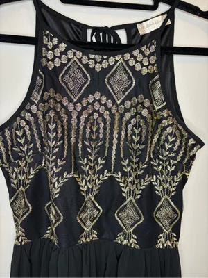 Altar’d State Black Gold Embroidered Maxi Dress Size S Formal Boho thumbnail 4