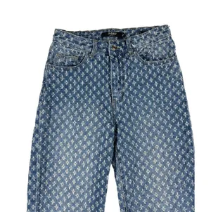 Jaded London - Distressed & Faded Wide Leg Denim Jeans in Blue & White thumbnail 2