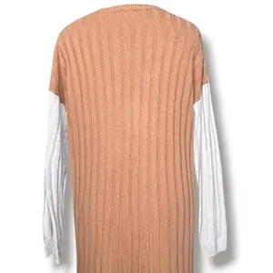 Madewell Re)sourced Ribbed Wool Alpaca Midi Sweater Dress Large Colorblock Tan L thumbnail 5