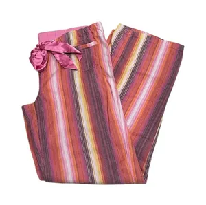 Y2K PINK Victoria’s Secret Pajama Pants Womens Striped Cotton Blend Drawstring S thumbnail 1