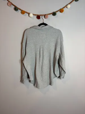 Aerie grey LumberJill waffle button down shacket thumbnail 5
