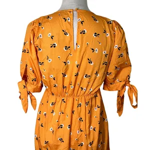 Vero Mada Orange Floral Ruffle Mini Dress Cottagecore M NWT Boho Cute Romantic thumbnail 7