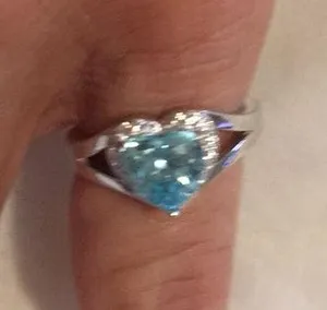 Heart Shape Topaz Sterling Silver CZ Ring thumbnail 2
