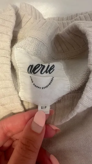 Aerie Cream Oversized Crewneck thumbnail 2