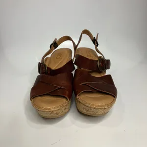 Born Emmy Quarter cork wedge Sandals‎ brown leather straps women's size 40 thumbnail 3