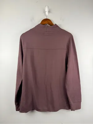 Quince SuperSoft Fleece Mock Neck Pullover in dried fig size large thumbnail 5