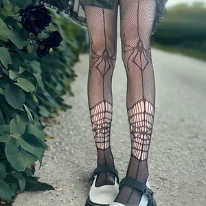 Black Spider Pattern Pantyhose, Gothic‎ Sexy Fishnet Pantyhose One Size thumbnail 6