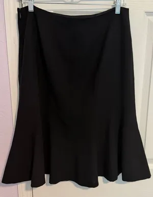 Lauren‎ Ralph Lauren Black Wool Flounce Skirt Size 6 Side Zip Career Lawyer Work thumbnail 1
