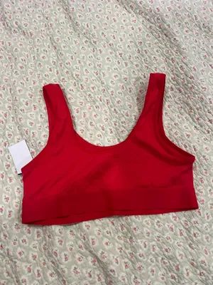 Auden Ribbed Scoop Sports Bralette - Red thumbnail 2