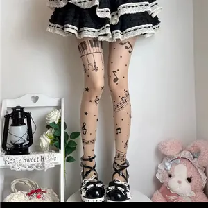 Musical Note Patterned Tights Black thumbnail 3