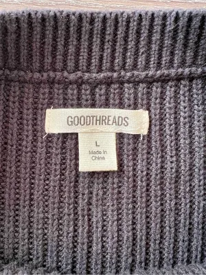Goodthreads Women’s L Black 100% Cotton Shaker Knit Crewneck Sweater thumbnail 4