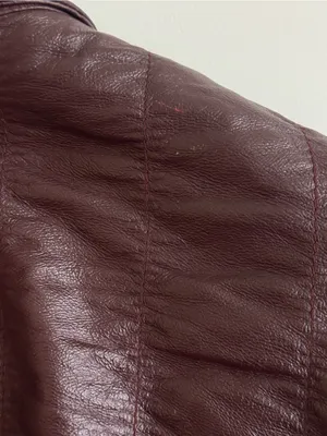 Vintage Albert Duke New York Genuine Leather Ruched Jacket Burgundy Cropped S thumbnail 13