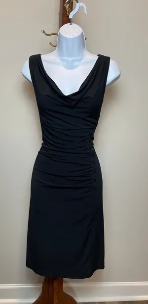 White House Black Market Womens Black Ruched Sheath Dress Size 8 thumbnail 1