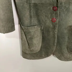 Vintage John Murrough Suede Coat Green Fur Collar Women's M 80s 90s‎ retro thumbnail 4