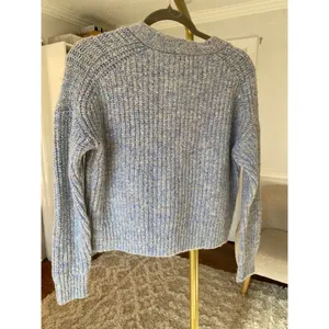 Madewell Wool Silk Cardigan Speckled Blue Quiet Luxury Parisian Scandi‎ Academia thumbnail 4