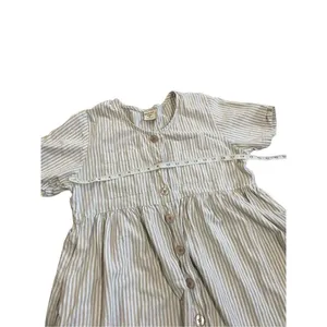Béchamel tan & white striped a-line dress‎ cottage boho sz Med Petite thumbnail 5