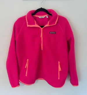 Vineyard Vines Pink Fleece Quarter Zip thumbnail 1