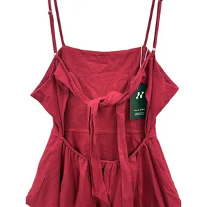 Halara Women's‎ Tie Back Tiered Ruffle Flowy Slip Mini Casual Linen Feel Dress S thumbnail 4
