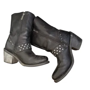 HARLEY DAVIDSON Sz 7 Macie rhinestone Studded Strap Leather Riding Boot Moto thumbnail 7