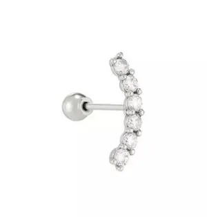 Sterling Silver 925  Single Row Diamond Thread Earrings thumbnail 1