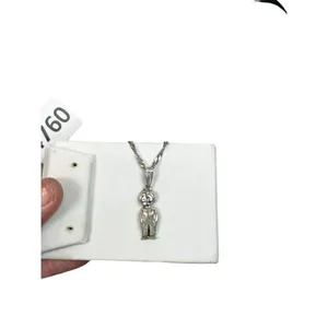 Boy charm necklace pendant 925 marking boy with overalls thumbnail 5