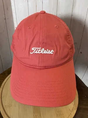 Titleist Golf Hat Cap Coral Adult Adjustable Unisex‎ 100% Cotton Small Logo Euc thumbnail 1