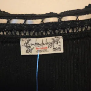 Free People Black Ribbed V-Neck Long Sleeve Top thumbnail 3
