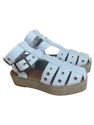 Free People Gable Glad Espadrille Gladiator Sandals White Leather Size 36, US 6 thumbnail 6